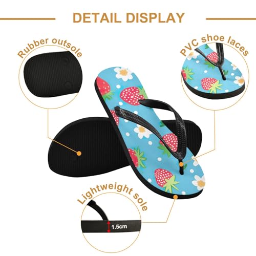 Women Beach Summer Casual Flip Flop Strawberry White FlowerQuick Dry Sandals Slipper for Men 214B26762