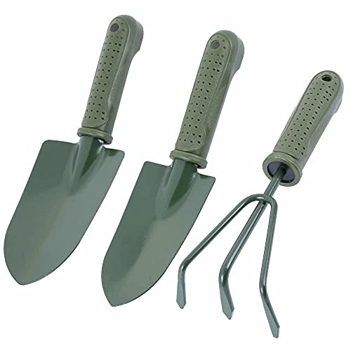 Lupex Shop Lot de 3 outils manuels pour jardin avec manche en platine Cover
