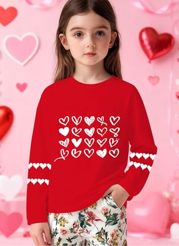 Image of Valentines Shirts for Girls Toddler Cute Love Heart Long Sleeve Casual Tee Tops