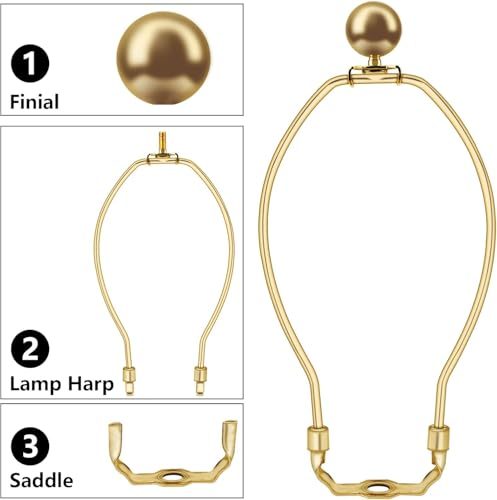 1 Set,Lamp Shade Harp Holder,Lamp Harp Kit with Finial,Detachable Lamp Shade Bracket Holder,DIY Lighting Accessories for Floor Lamps Table Lamps Wall Lamps Chandelier (7 Inch)