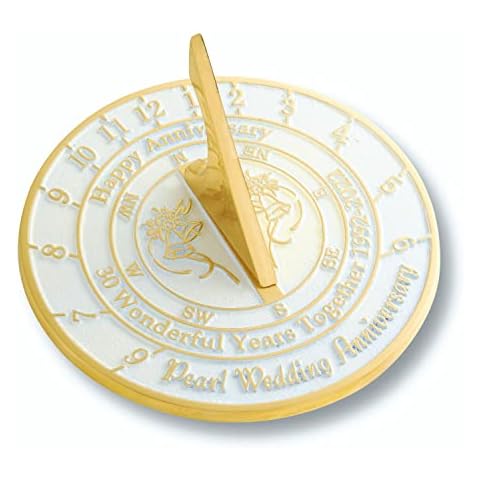 The Metal Foundry 30th Pearl 2022 Wedding Recycled Solid Brass Anniversary Sundial Gift Idea Is A Great Present For Him, Her, Parents, Grandparents Or Couple On 30 Years Of Marriage Cover
