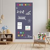 Board2by Magnetic Chalkboard Contact Paper for Wall, 39.3' x 18' Self Adhesive Magnetic Wall Board Chalk Board Wallpaper, Peel and Stick Magnetic Board with 46 Magnetic Letters for Kids, Classic Grey