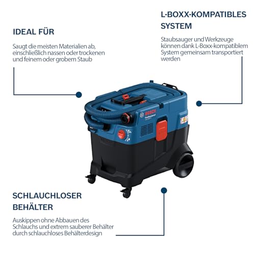 Bosch Professional Allessauger Gas 400 A (1200 W, automatische Filterreinigung (AFC), inkl. Hauptfilter, Schlauch, Werkzeugadapter, Krümmer, 2X Entsorgungssack)
