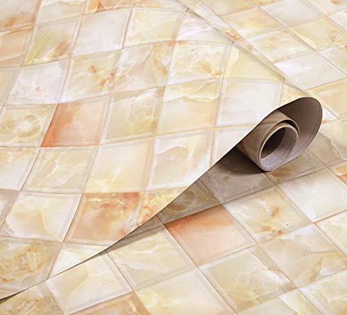 UPREDO Adheisve Paper Kitchen Tiles Backsplash Marble Paper Granite Look Effect Countertops Gloss Vinyl Film Wallpaper Waterproof Oilproof Self Adhesive Removable 15.8inch by 79inch