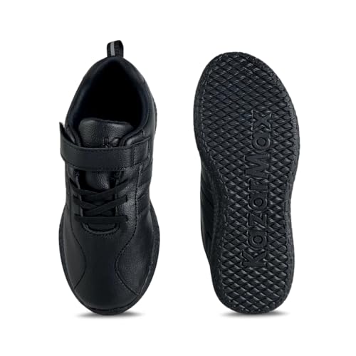 Image of KazarMax Black & White PU School Shoes for Unisex Boys & Girls