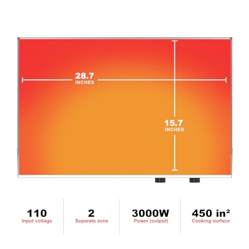 Image of 29'' * 16'' Commercial Electric Countertop Griddle -110V Flat Top Griddles w / 122-572F Adjustable Temperature and Non-Stick, 3000W Stainless Steel Electric Griddle w / 10mm Thick Cast Iron