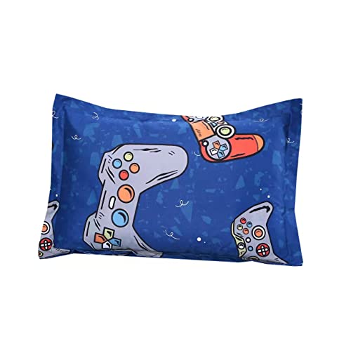 Sdiii 3Pcs Blue Gamer Print Full Size Sheet, Gamepad Bedroom Decor Fitted Sheet Set, For Teens Boys, Kids And Children #TOP5