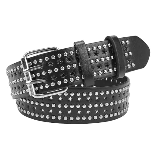 Grommet Waist Belt Punk Double Skinny Chain for Buckle Modern Waistband Waist Chain Studded Belt