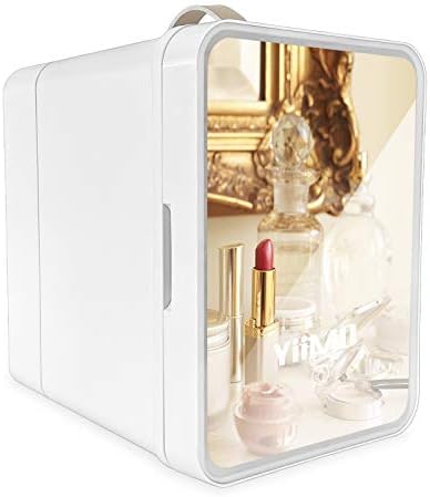 Mini Fridge for Skin Care,4L Personal Beauty Makeup Cosmetics Refrigerator with Mirror Compact Protable Cooler Warmer for Bedroom Office,Car,Dorm, Led Lighting Design(NO Freezer)