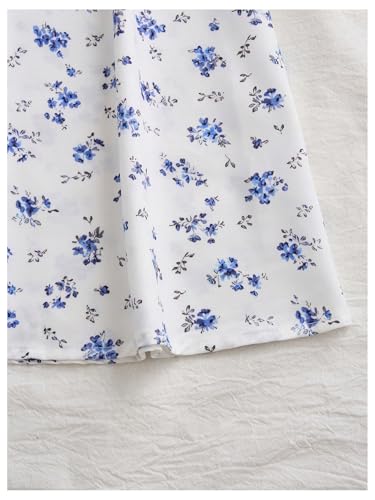 Verdusa Girl's Boho Floral Print Ruffle Dress Puff Short Sleeve High Waisted Flared Mini Dresses4