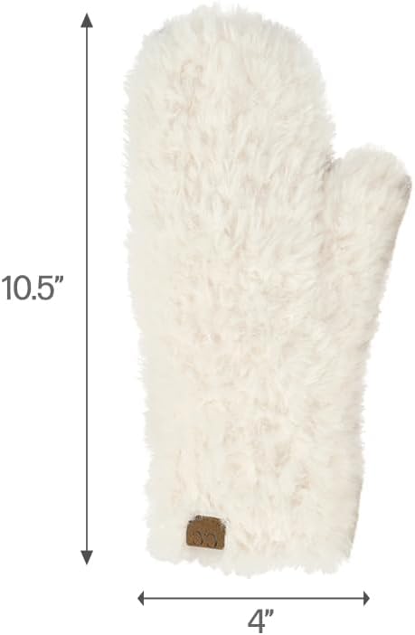 C.C Faux Fur Mitten For Women Unisex - Stretchable Soft Warm Cold weather Winter Gloves - Image 4