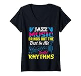 Photo Gallery donna vintage jazz soulful rhythms jazz music brings out the best maglietta con collo a v Photo Gallery donna vintage jazz soulful rhythms jazz music brings out the best maglietta con collo a v