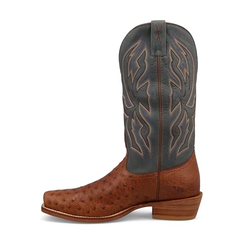 Twisted X Men's 13" Reserve Boot, Narrow Square Toe with CellStretch and Tech X, Chestnut Ostrich & Dark Grey, 9.5 EE2