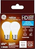 GE Relax LED HD Ceiling Fan Light Bulbs, 5.5 Watt (60 Watt Equivalent) Soft White, Frost Finish,...