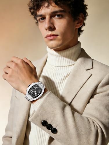 Image of TSAR BOMBA Mens Luxury Watch Watches for Men 50M Waterproof Japanese Quartz Movement Tonneau Stainless Steel Case Sapphire Glass with Chronograph Date Function Cool Unique Fashion Gift
