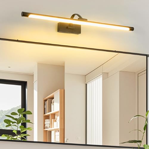Luz de pared minimalista LED lineal de 60cm con aplique de baño negro de hierro retro