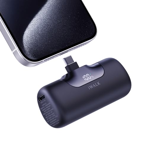 iWALK Chargeur Portable 5500mAh Nouvelle Génération, Petite Batterie Externe 22.5W Recharge Rapide USB-C pour iPhone 16, 16 Plus, 16 Pro, 16 Pro Max, iPad, Samsung...