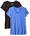 Amazon Essentials 2-Pack Tech Stretch Short-Sleeve V-Neck T-Shirt athletic-shirts, Azul Brillante/Negro, US L (EU L - XL)