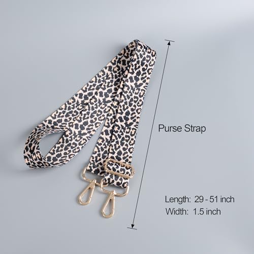 Image of chushui Khaki and Black Leopard Adjustable Crossbody Bag Strap, Animal Print Purse Strap, Wild Spectrum Collection, Replacement Shoulder Strap for Handbags, Totes, Crossbody Bags,Fits Most Bags