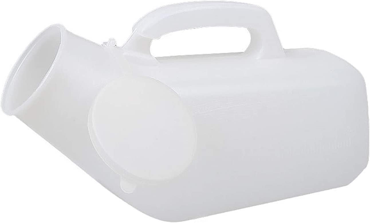 HYQOUKLR Male Portable Travel Pee Bottles, Men's Plastic Urinal 1200ml With Handle And Snap Lid