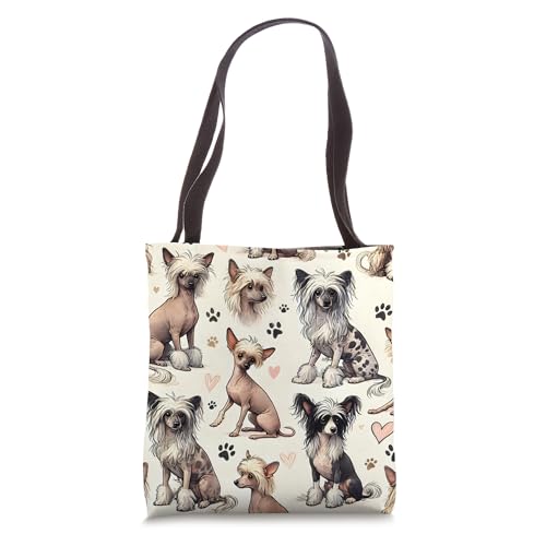 Beautiful Hairless Dogs Pattern Cute Chinese Crested Tote Bag