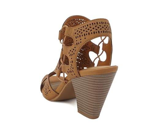 Soda Zuka ~ Women Open Toe Laser Cut High Heel Sandal with Adjustable Ankle Strap3