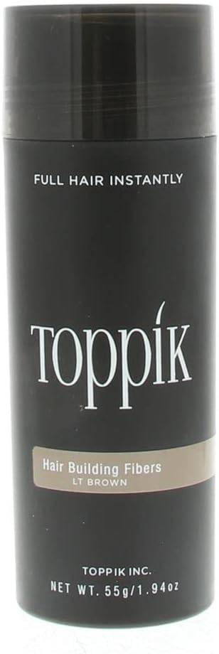 Toppik Hair Building Fibres-Poeder, Lichtbruin, Keratinevezels voor Natuurlijk Dikker Uitziend Haar, 55 g
