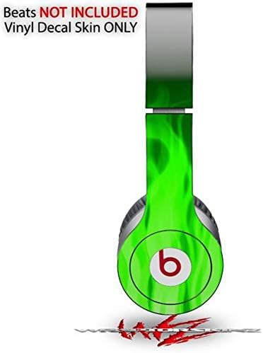 Skin Decal Wrap Works with Original Beats Solo HD Headphones Fire Green Skin Only (Headphones NOT Included)