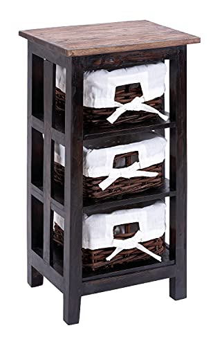 Deco 79 Wood 3 Baskets Storage Unit, 15" X 12" X 29", Dark Brown #TOP23