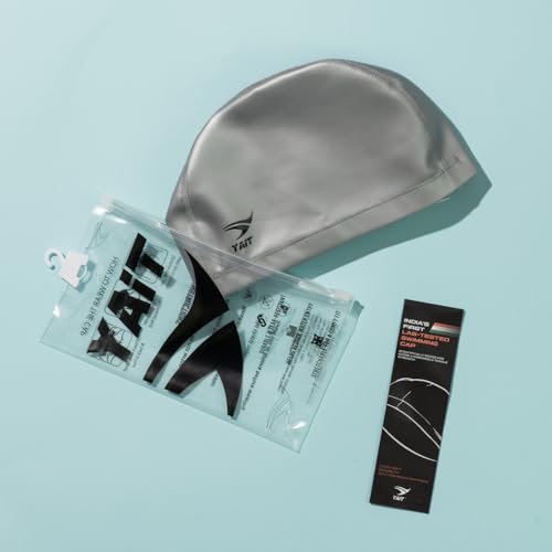 Image of Silicone Coated Fabric Swimming Cap for Men & Women | India's First Lab-Tested Swim Cap | High Elasticity Stretch Fit | Anti-Chlorine Protection | Soft Comfortable Hair Coverage | Silver