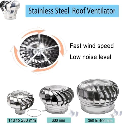 400mm Roof Wind Turbine Ventilator, Round Exhaust Vent for Efficient Heat Dissipation in Homes, Factories, Attics & Farms – Solar-Powered Air Circulation Solution