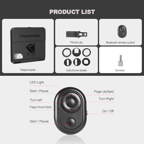 Image of LENSGO Portable Teleprompter for Phone, Mini Teleprompter with Remote Control Compatible with iPhone & Android for Online Teaching Vlog Live Streaming Interview, Fold in One Sec