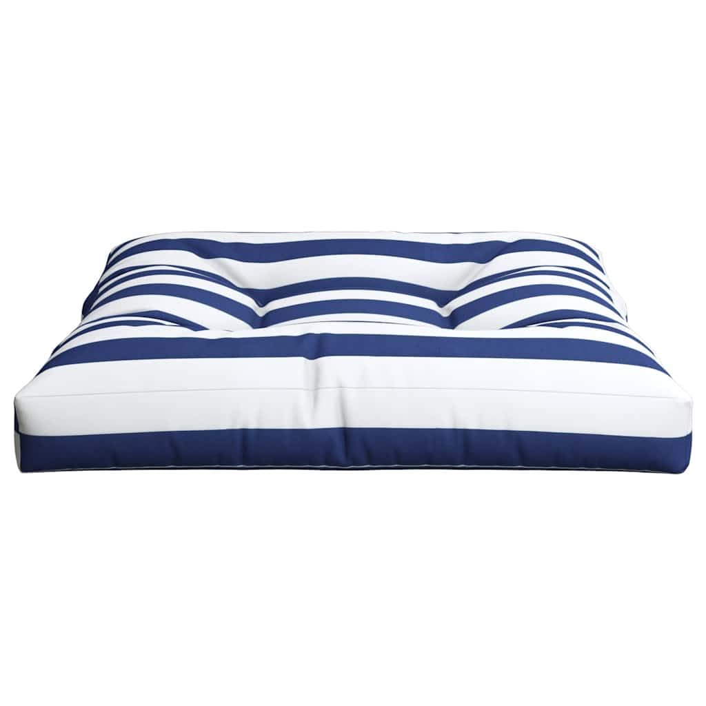 Cuscino per pallet, 80 x 80 x 12 cm, blu e bianco, a righe, per mobili in pallet e divano da giardino, comodo cuscino in tessuto robusto per esterni e interni, grande cuscino da pavimento