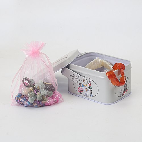 Image of HRX Package 100pcs Pink Organza Bags,4 x 6 inches Wedding Christmas Favors Gift Drawstring Bags Jewelry Pouches
