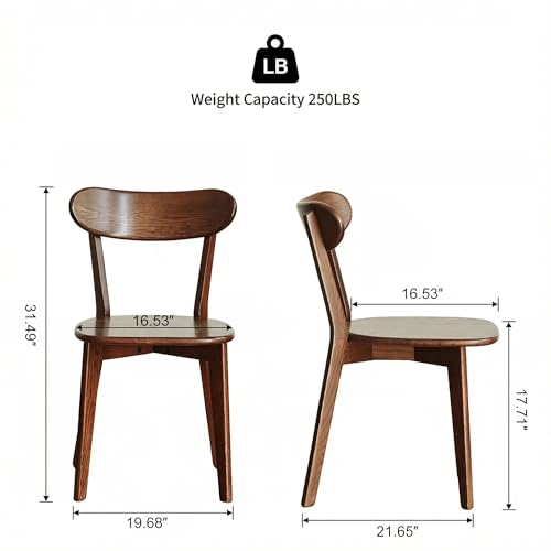 Image of 100% Solid Wood Dining Chairs,Mid Century Modern Dining Chairs with Rounded Backrest,Kitchen,Dining Room Chairs Set of 1 /2 /4 (6, Walnut Color)