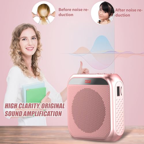 Amplificador de voz portátil, 2200 mAh, altavoz recargable con cable, micrófono auriculares, sistema PA, cintura para aulas, entrenadores, guías de viaje, reuniones, fitness - imagen 6