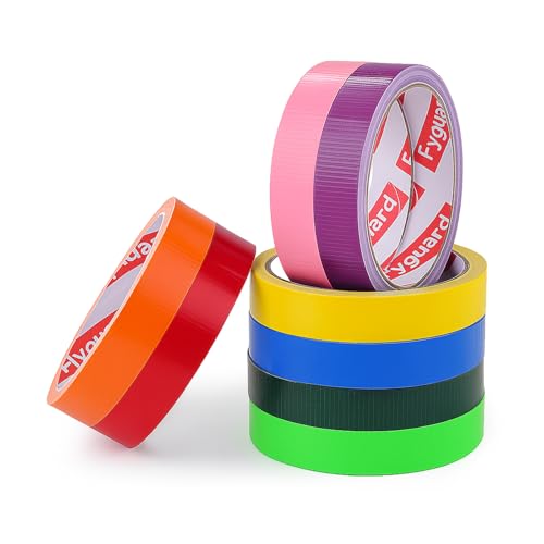 Fyguard 8 Rolle Panzertape Bunt, 18mm x 9m Gewebeklebeband Gaffa Tape 210μ Reparaturband Panzerband Wasserdicht zum Reparieren Befestigen Bündeln (72m insgesamt)
