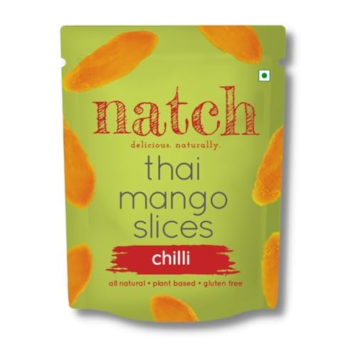 Image of Natch Dried Thai Mango Slices, Healthy Snakcs Vegan & Gluten Free, 100% Natural Mango Fruit, No Artificial Preservatives, Healthy Fruit Snacks for Adults & Kids, Real Mango Candy, 60g each (Pack of 2), Bare & Chilli