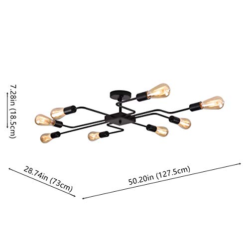 Mirrea W000033800102 Modern Industrial Semi-Flush Mount Metal Ceiling Lighting thumb #2
