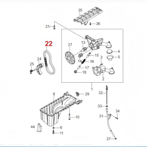 Cadena bomba aceite Ssangyong Kyron D27dt kit de 8 piezas 5