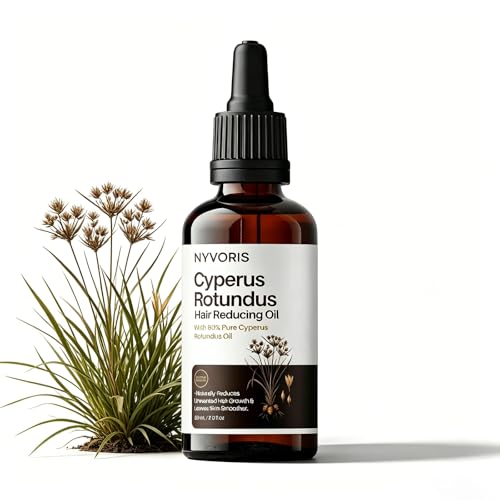 Nyvoris Cyperus Rotundus Oil for Hair Removal Cypress Rotundus Oil Organic Cold Pressed for Reducing Unwanted Hair Soothing & Moisturizing Suitable for Face & Body (1pack)