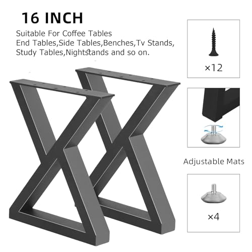 Rioychan 16 '' Metal Bench Coffee Table Legs, Heavy Duty Replacement Furniture Legs for DIY End Tables, Modern Desks, Night Stands, Bench, Sofa, Dining Table Legs Set of 2(Bear Up to 800lb) by Rioychan - Image 3