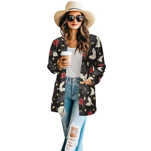 Image of Women's Open Front Cardigan Long Sleeve Loose Sweater Lightweight Soft Cardigan Jackets