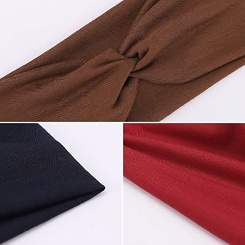 Image of DRESHOW 8 Pack Headbands for Women Yoga Knotted Headbands Elastic Criss Cross Hair Accessories Sports Head Wrap Non Slip
