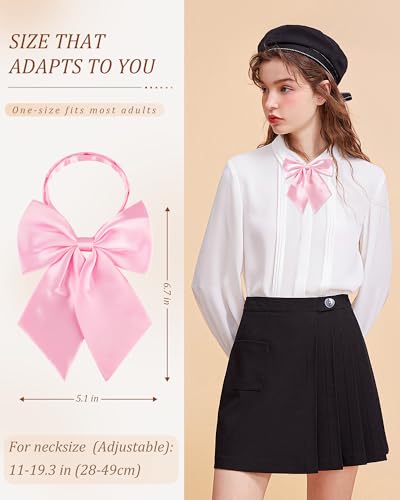 Image of AWAYTR Ladies Adjustable Pre tied Bowtie - Solid Color Bow Ties for Women