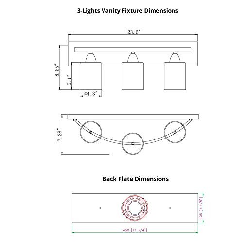 Vanity Bath Light Bar Interior Lighting Fixtures Over Mirror Modern Glass Shade, Wall Sconce Lighting with Glass Shades