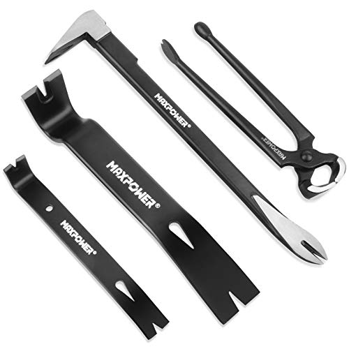 MAXPOWER Pry Bar/Nail Puller Set 4-Piece, 300mm Crowbar Claw Nail Puller, 260mm Wonder Pry Bar Wrecking Bar, 190mm Mini Utility Bar and 250mm Carpenters Pincer 8 MAXPOWER Pry Bar/Nail Puller Set 4-Piece, 300mm Crowbar Claw Nail Puller, 260mm Wonder Pry Bar Wrecking Bar, 190mm Mini Utility Bar and 250mm Carpenters Pincer - Image 8