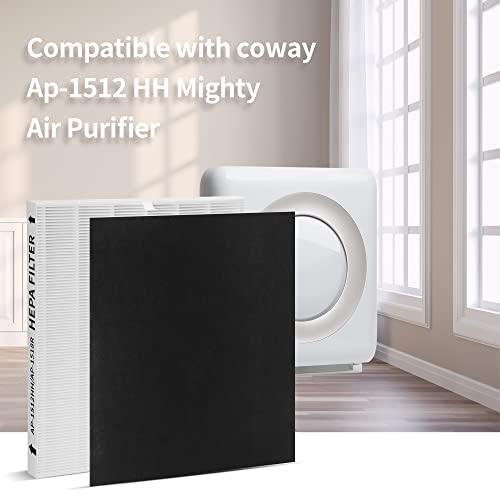Image of 2-Pack AP-1512HH Replacement Filter, Compatible with Coway AP-1512HH Mighty and Airmega 200M Air Purifiers, Part# 3304899, with 4 Extra Carbon Filters