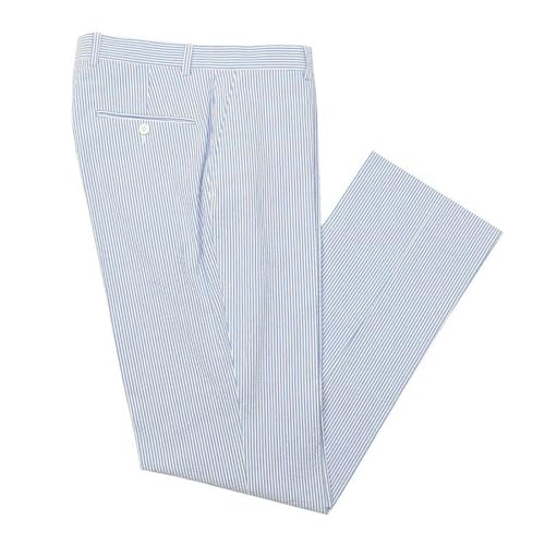 Mens Summer Seersucker Slim Fit Pants Mens Cotton Sear Sucker Suit Separate Pants Trousers Blue, 42 Regular3