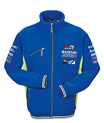 Suzuki MotoGP Team Ecstar Team - Chaqueta de forro polar (talla S), color azul y amarillo neón